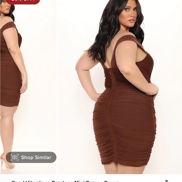 Brown cutout body con dress - Picture 2 of 2